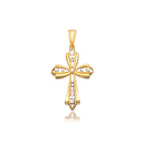 14k Two-Tone Gold Fancy Cross Pendant with Diamond CutsMonde Trend