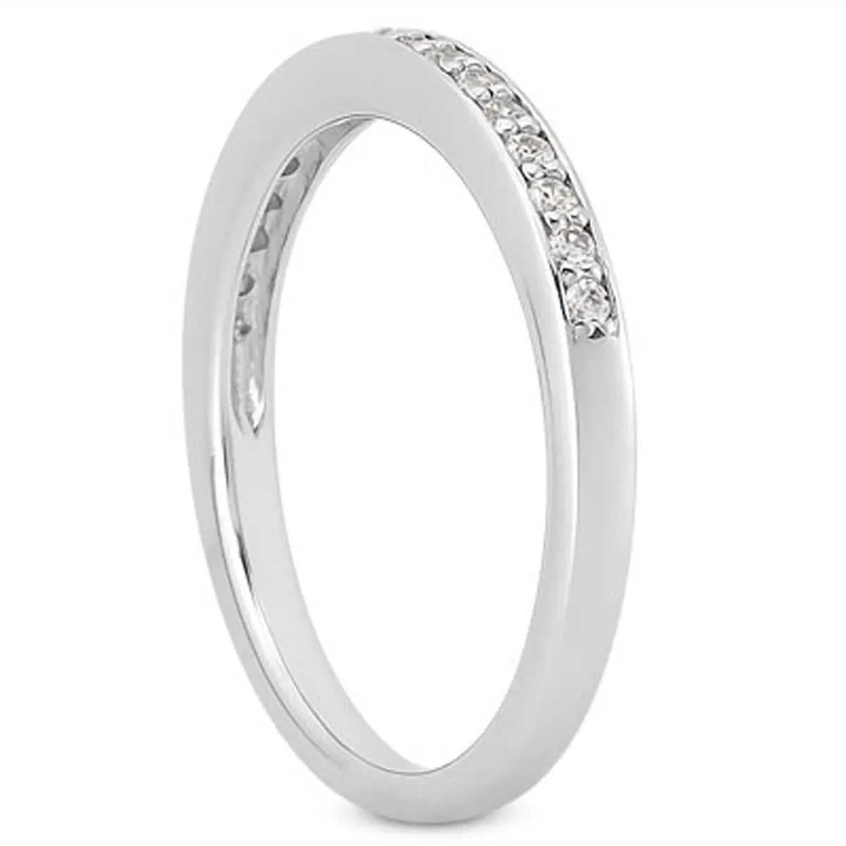 14k White Gold Micro-pave Flat Sided Diamond Wedding Ring BandMonde Trend