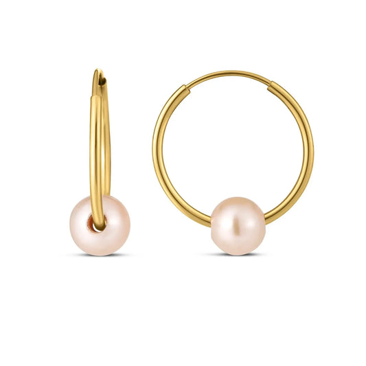 14k Yellow Gold Round Endless Pearl Earring(1x14mm) RCJ