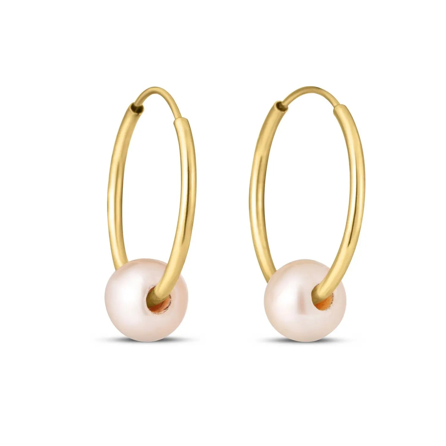 14k Yellow Gold Round Endless Pearl Earring(1x14mm) RCJ