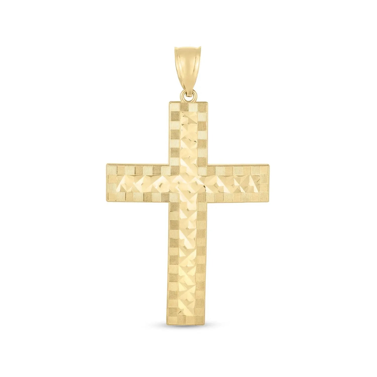 14k Yellow Gold High Polish Diamond Cut Cross Pendant RCJ