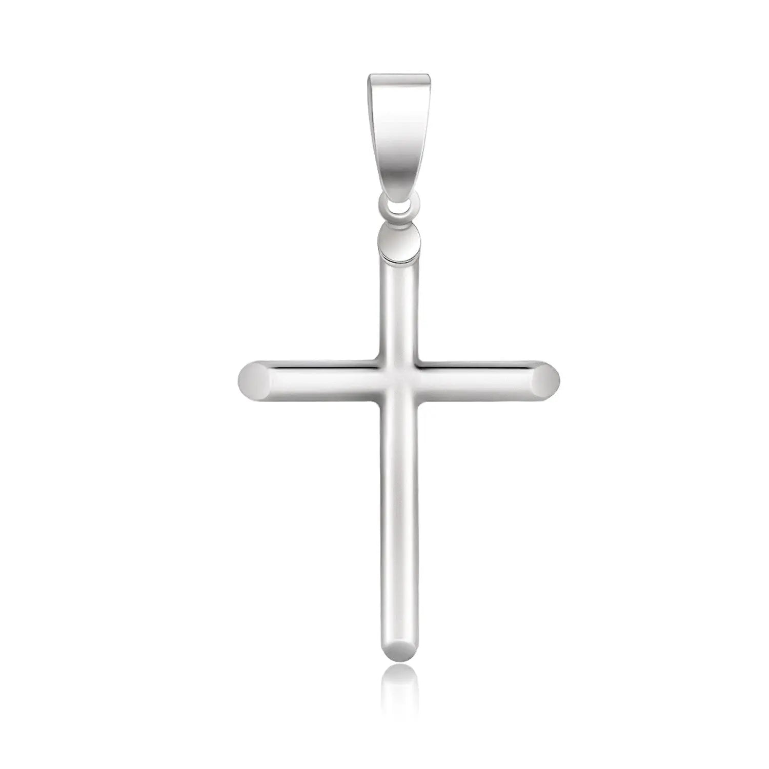 14k White Gold Slim Cross with Tapered Ends Pendant RCJ