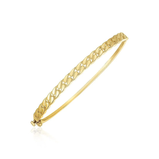 14k Yellow Gold High Polish Cuban Chain Link Bangle (4.60 mm) RCJ