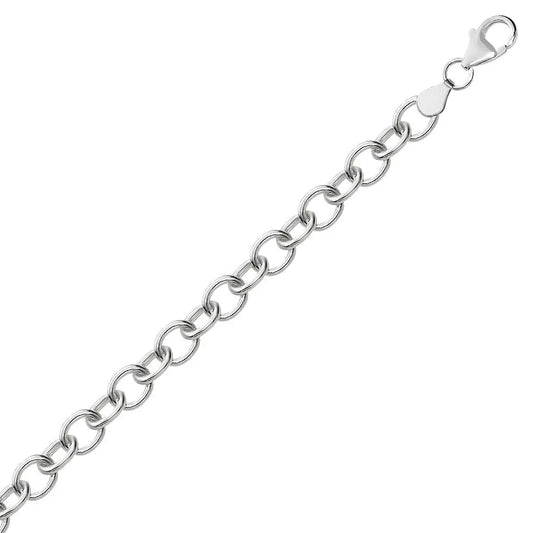 Sterling Silver Rhodium Plated Fancy Charm Bracelet (6.70 mm) RCJ