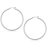 14k White Gold Polished Hoop Earrings (2x50 mm) RCJ