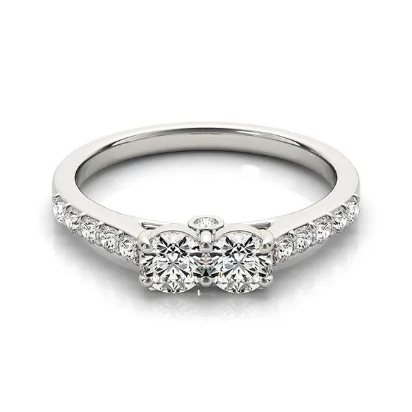 14k White Gold Round Two Stone Diamond Ring (3/4 cttw) RCJ