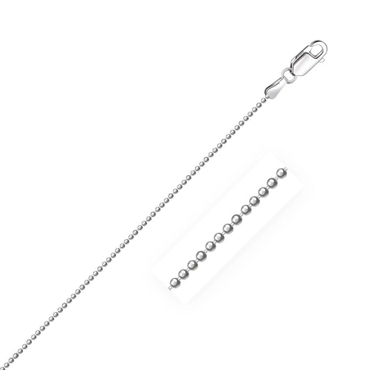 14k White Gold Diamond-Cut Bead Chain (1.10 mm)Monde Trend