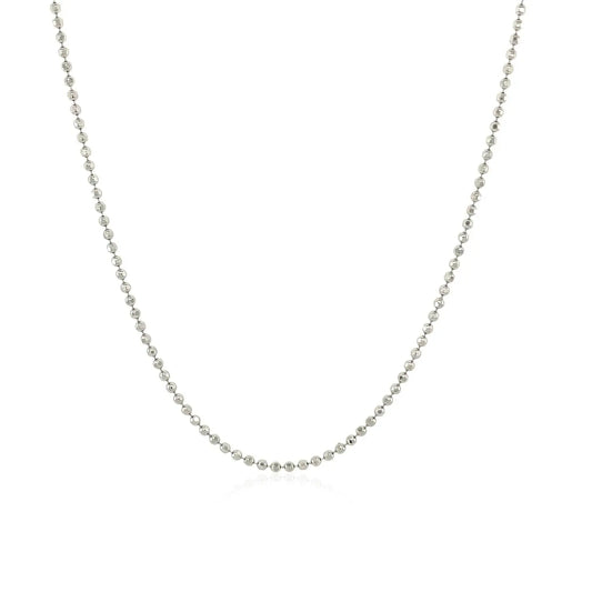 14k White Gold Diamond-Cut Bead Chain (1.10 mm)Monde Trend