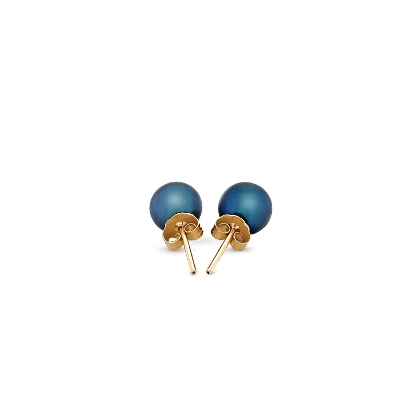 14k Yellow Gold Cultured Black Pearl Stud Earrings (6mm) RCJ