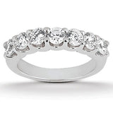 14k White Gold Diamond Scalloped Shared U Prong Setting Wedding Ring BandMonde Trend