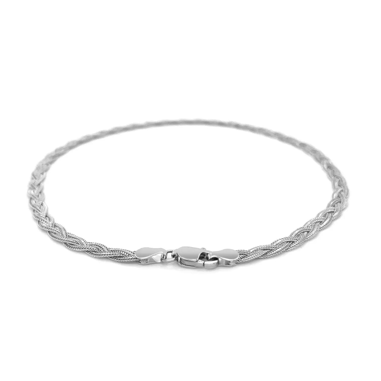 14k White Gold Braided Bracelet  (3.50 mm)Monde Trend