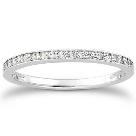 14k White Gold Micro-pave Diamond Wedding Ring Band Set 3/4 AroundMonde Trend