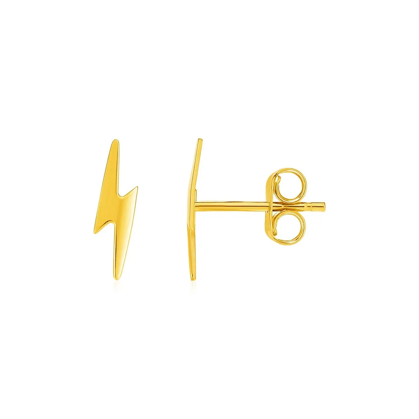 14k Yellow Gold Post Earrings with Lightning Bolts RCJ