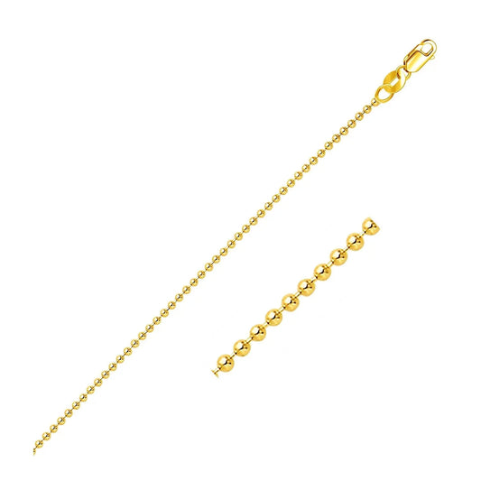 18k Yellow Gold Bead Chain 1.5mm (1.50 mm) RCJ