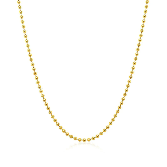 18k Yellow Gold Bead Chain 1.5mm (1.50 mm) RCJ