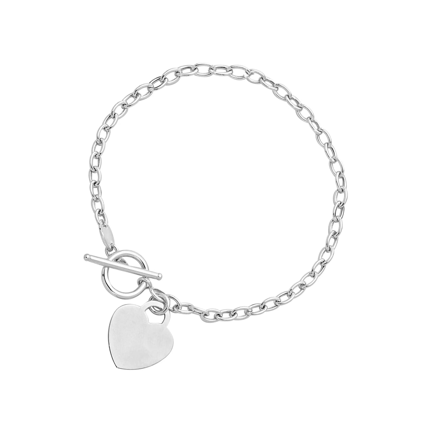 Toggle Bracelet with Heart Charm in 14k White Gold (4.85 mm) RCJ