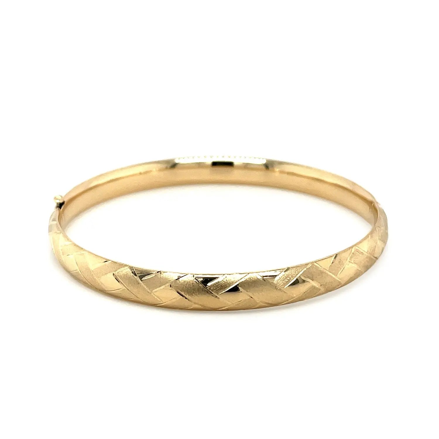 14k Yellow Gold Domed Bangle with a Weave Motif (6.00 mm) RCJ