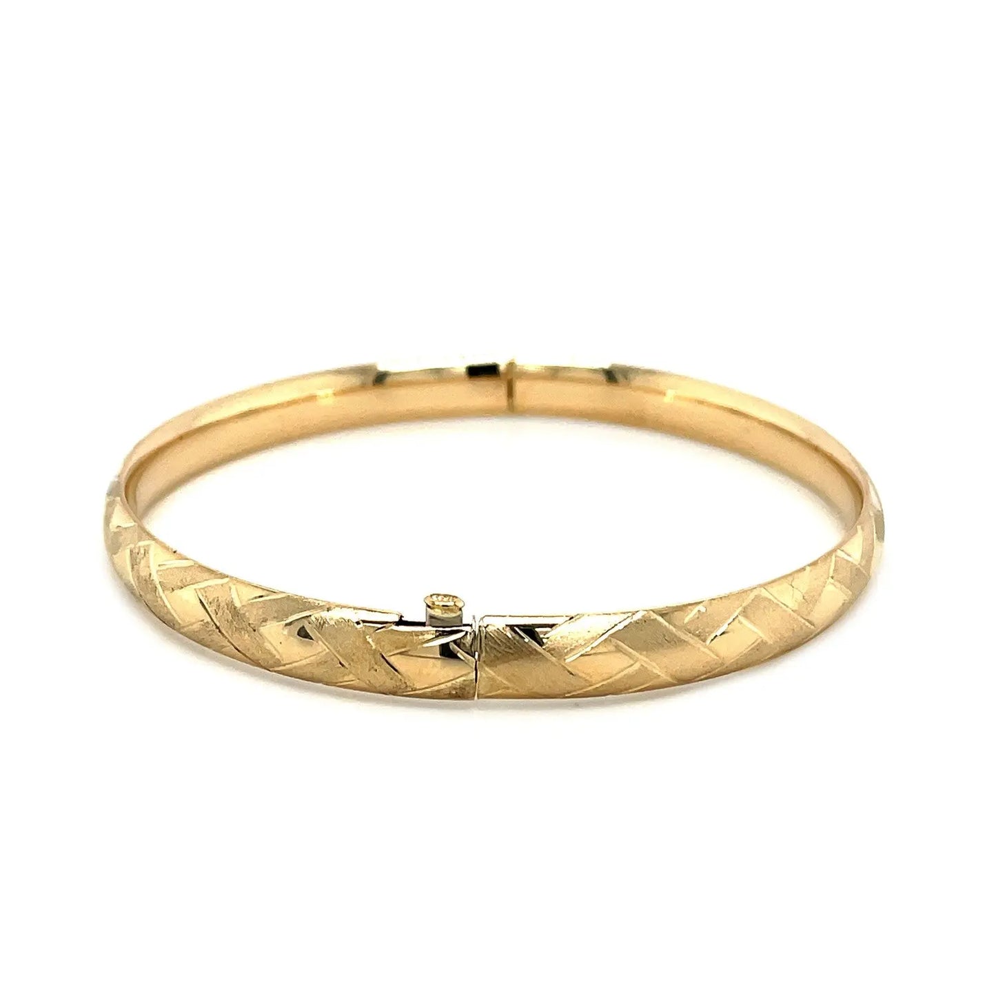 14k Yellow Gold Domed Bangle with a Weave Motif (6.00 mm) RCJ