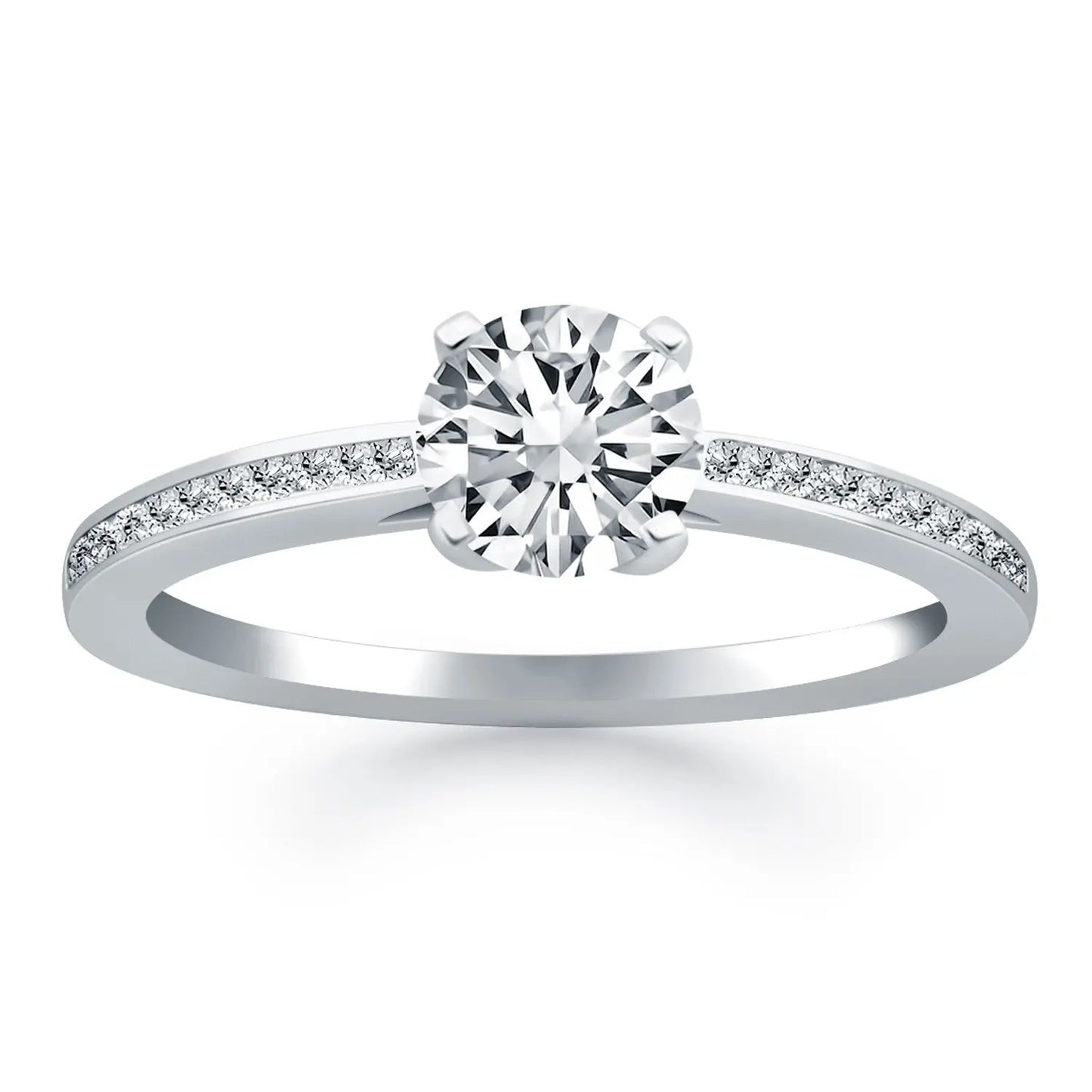 14k White Gold Channel Set Cathedral Engagement RingMonde Trend