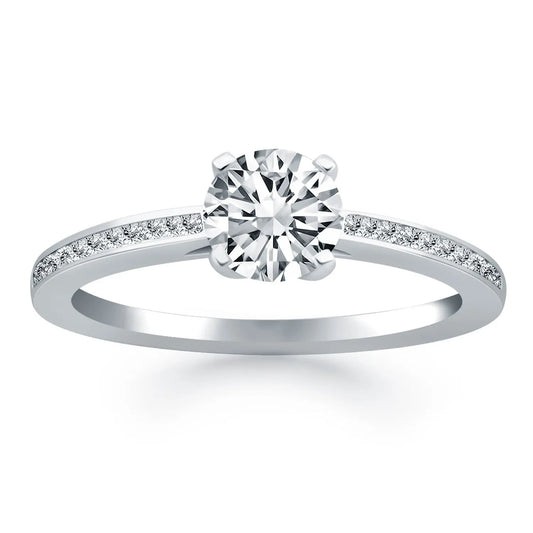 14k White Gold Channel Set Cathedral Engagement RingMonde Trend