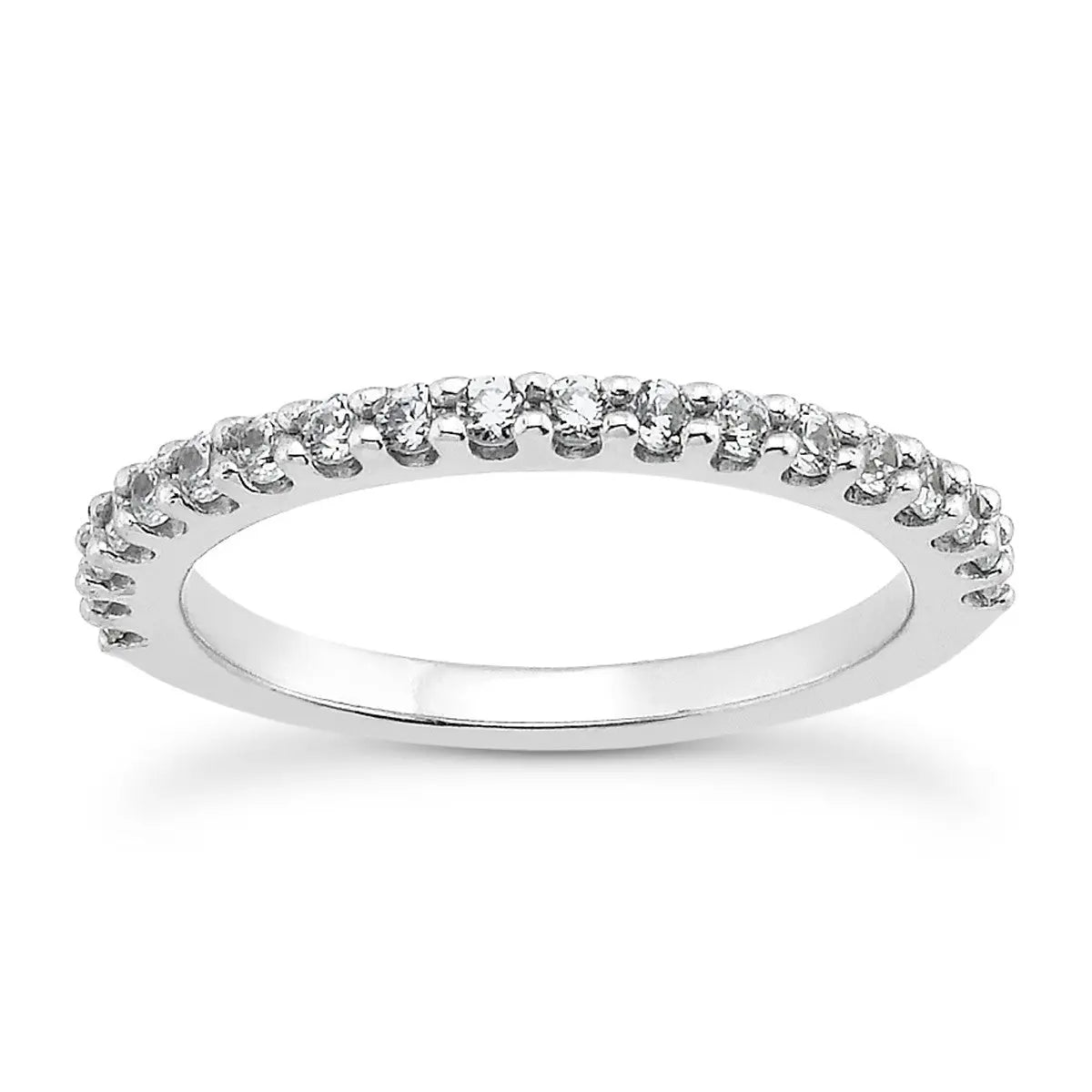 14k White Gold Shared Prong Diamond Wedding Ring Band with U Settings RCJ