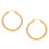 14k Yellow Gold Hoop Earring with Diamond-Cut Finish (3x30mm) RCJ