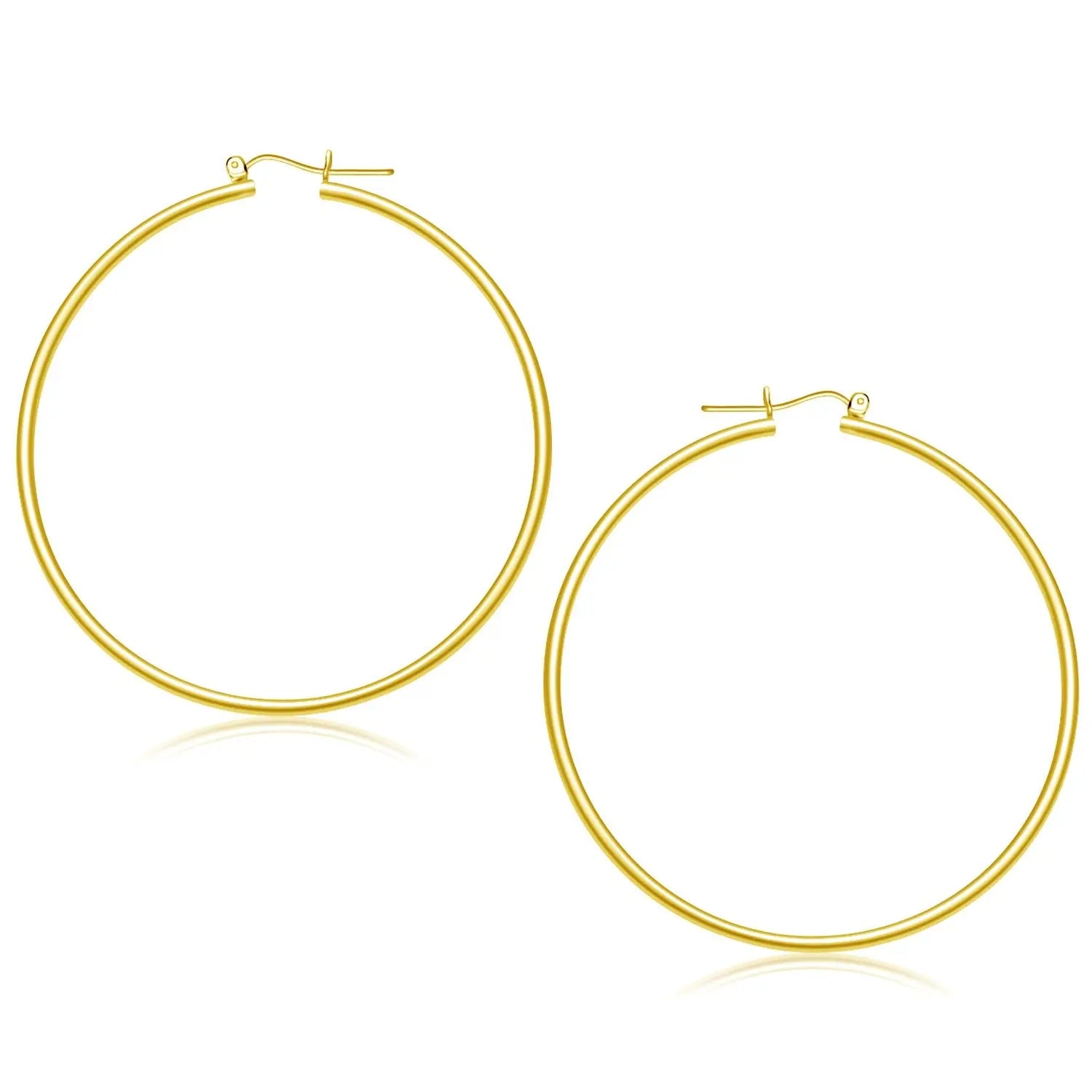 14k Yellow Gold Polished Hoop Earrings (2x55mm) RCJ