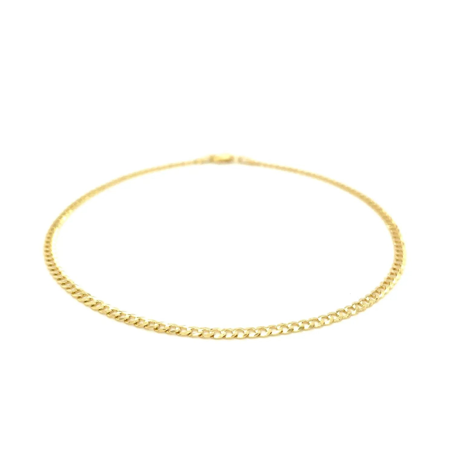 2.5mm 14k Yellow Gold Curb Link Anklet RCJ