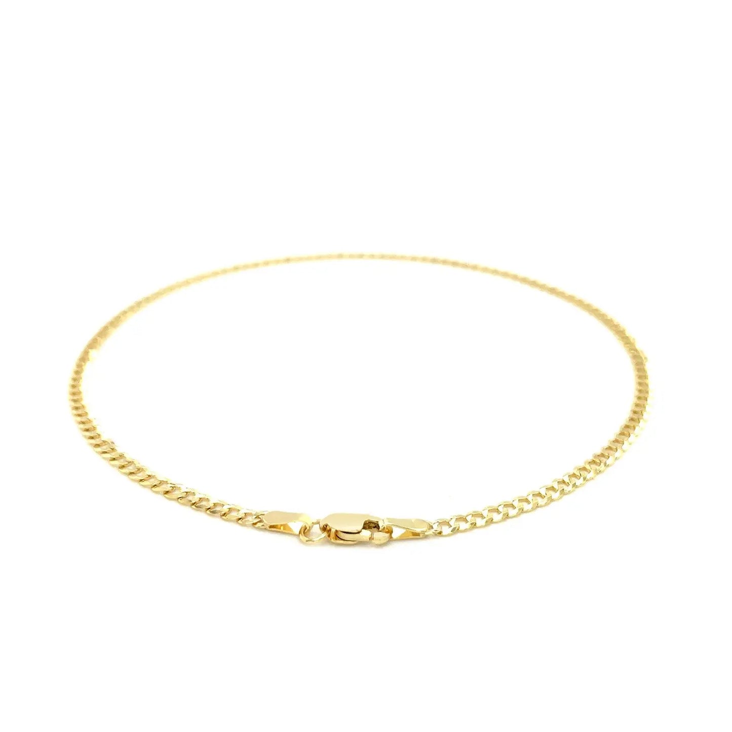 2.5mm 14k Yellow Gold Curb Link Anklet RCJ