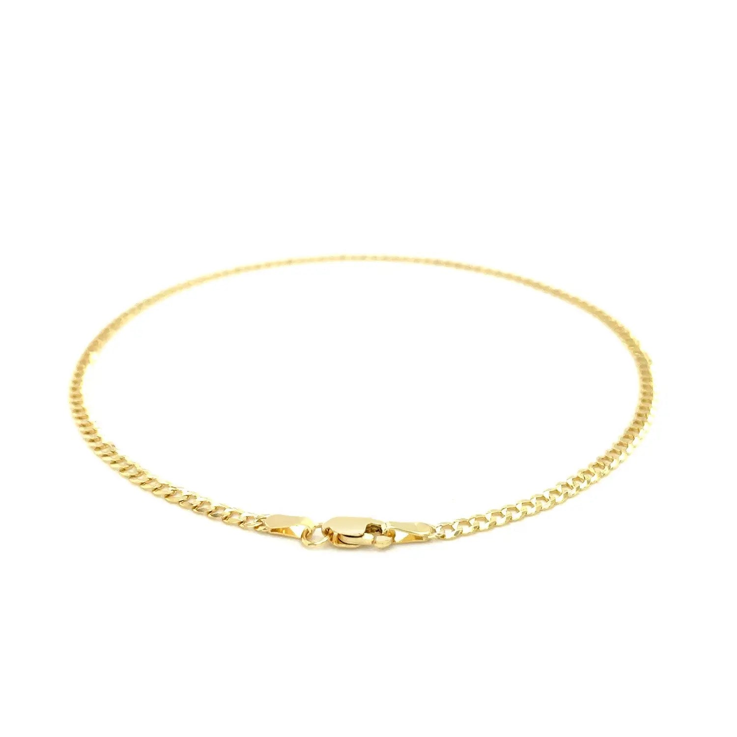 2.5mm 14k Yellow Gold Curb Link Anklet RCJ