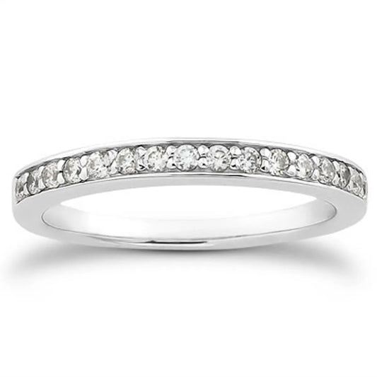 14k White Gold Pave Diamond Wedding Ring Band Set 1/2 AroundMonde Trend