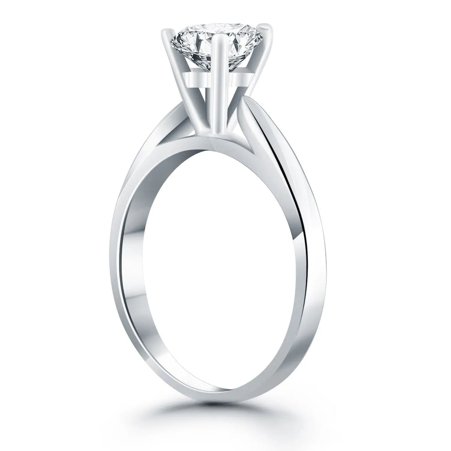 14k White Gold Tapered Cathedral Solitaire Engagement Ring RCJ