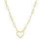 14k Yellow Gold Paperclip Chain Necklace with Heart Carabiner Clasp RCJ