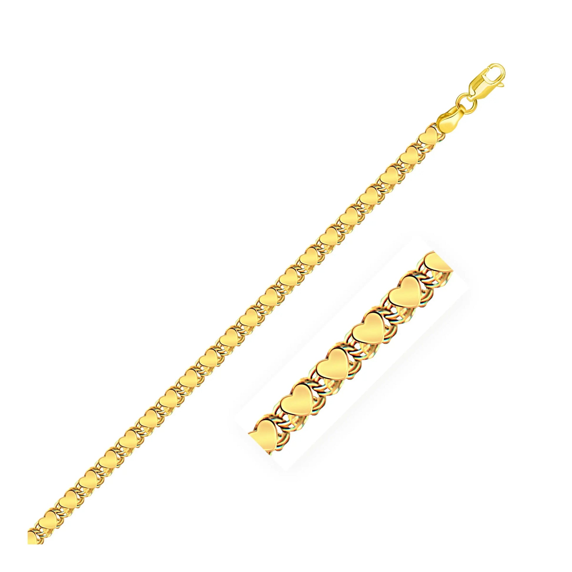 14k Yellow Gold Heart Bracelet (3.20 mm) RCJ