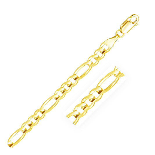 14k Yellow Gold Solid Figaro Bracelet (6.00 mm) RCJ