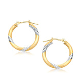 14k Two Tone Gold Polished Hoop Earrings (3x20mm)Monde Trend