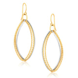 14k Two Tone Gold Textured Triple Oval Shape Drop EarringsMonde Trend