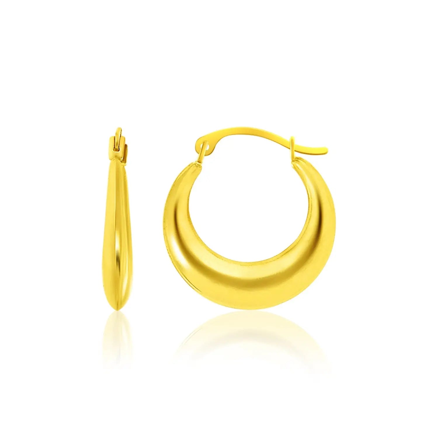 14k Yellow Gold Graduated Round Shape Hoop Earrings RCJ