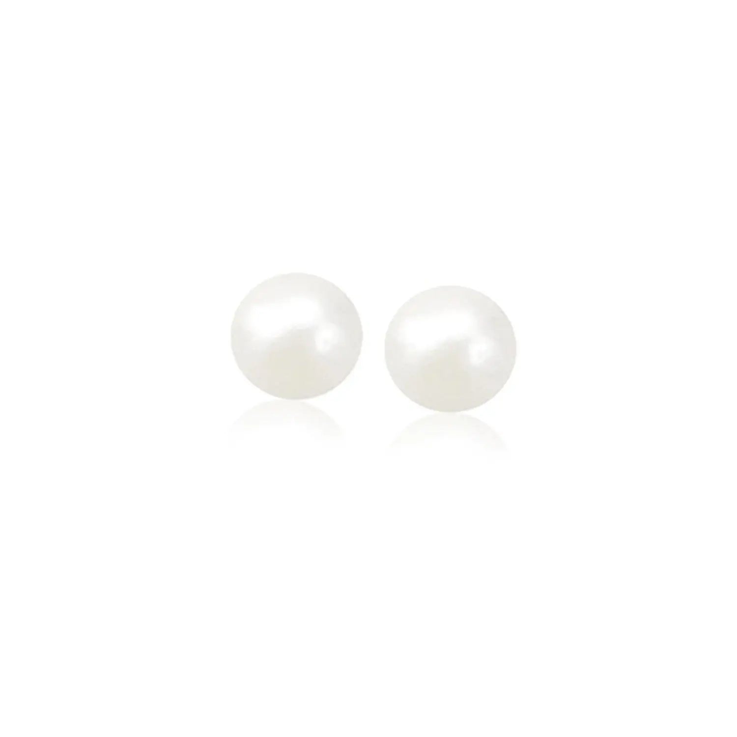 14k Yellow Gold Freshwater Cultured White Pearl Stud Earrings (6mm) RCJ