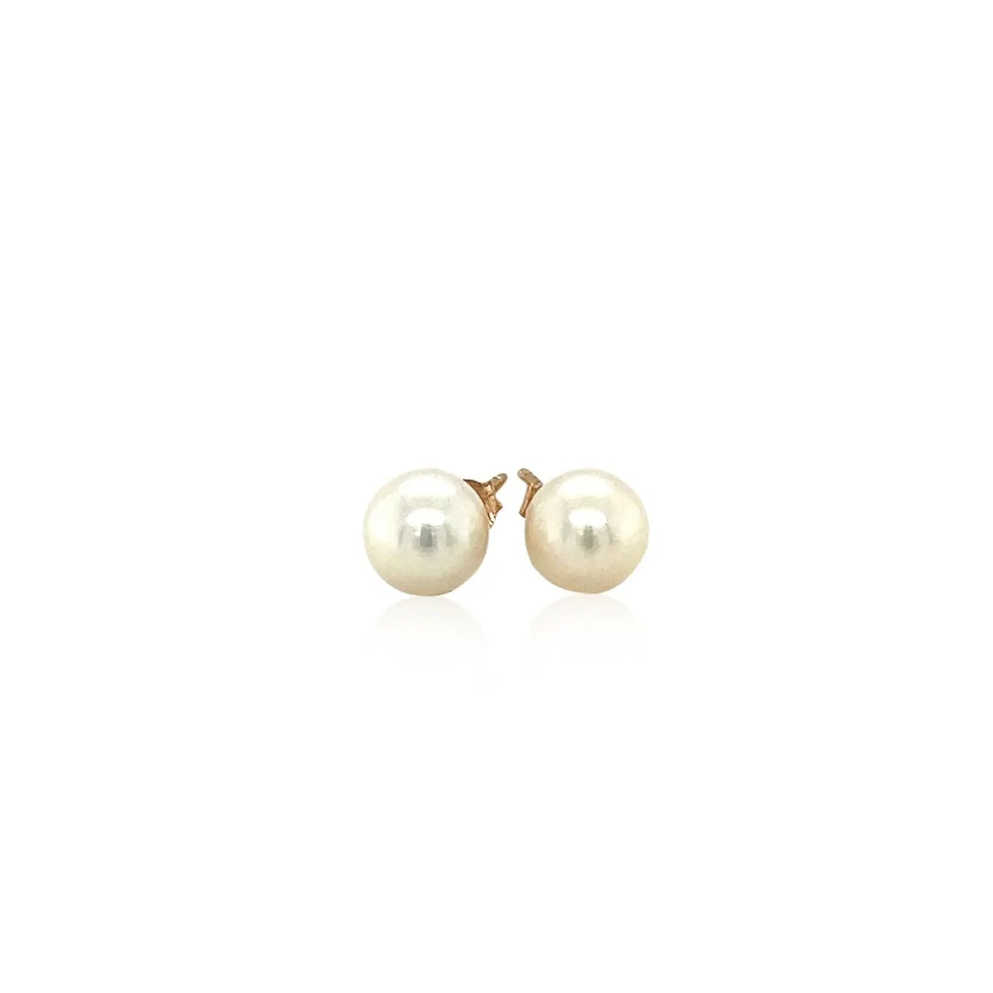 14k Yellow Gold Freshwater Cultured White Pearl Stud Earrings (6mm) RCJ