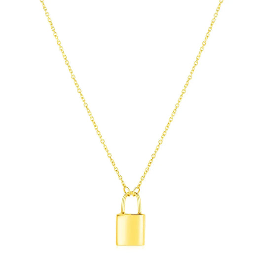 14k Yellow Gold Padlock Necklace RCJ