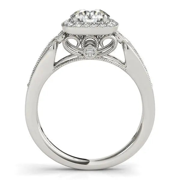 14k White Gold Baroque Shank Style Cut Diamond Engagement Ring (1 1/4 cttw)Monde Trend