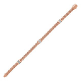 Polished Woven Rope Bracelet with Diamond Accents in 14k Rose Gold RCJ