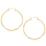 14k Yellow Gold Fancy Diamond Cut Extra Large Hoop Earrings (2x45mm) RCJ