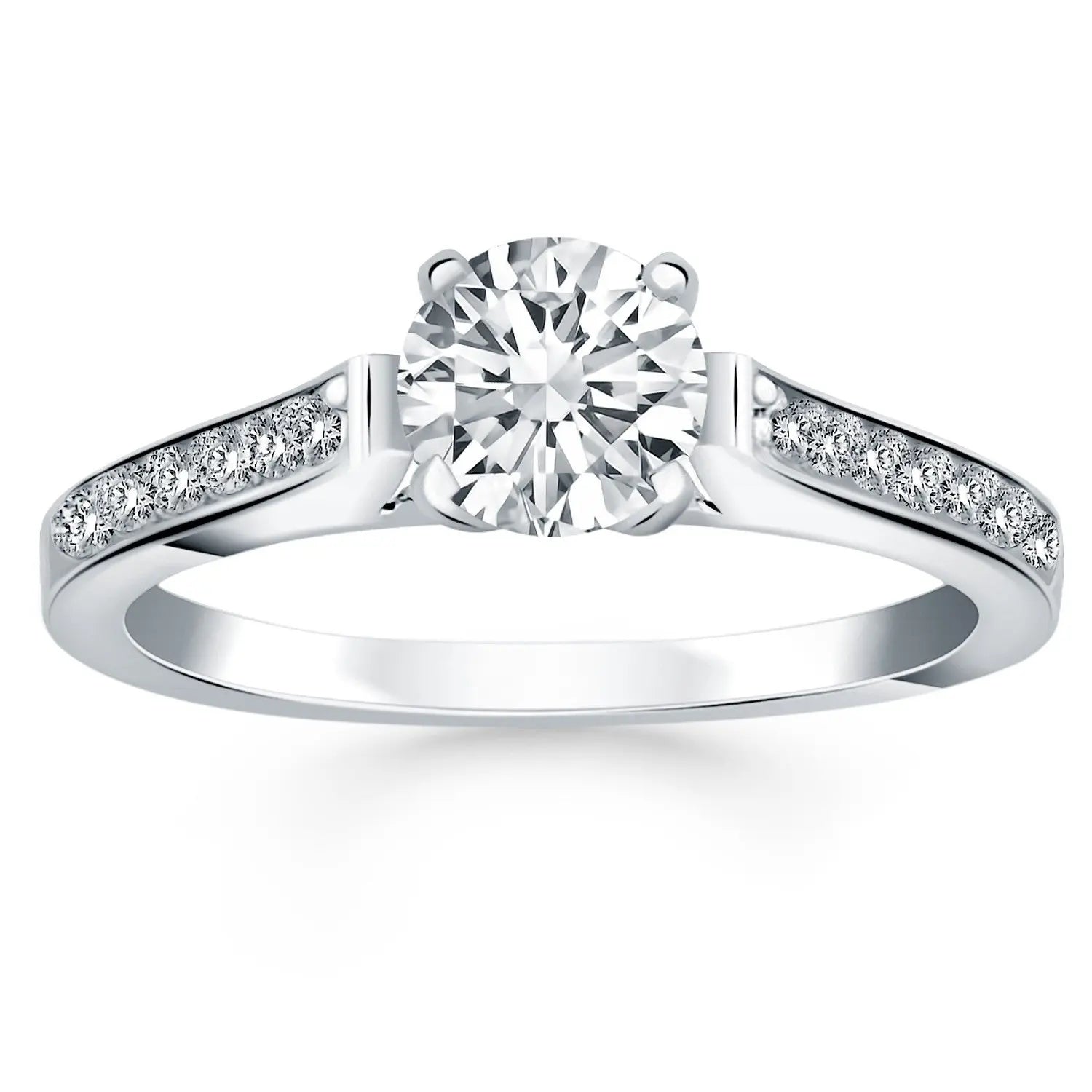 14k White Gold Pave Diamond Cathedral Engagement RingMonde Trend