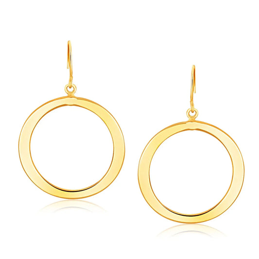 14k Yellow Gold Flat Open Tube Round Earrings RCJ