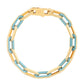 14k Yellow Gold Turquoise Paperclip Gem Link Bracelet (7.00 mm) RCJ