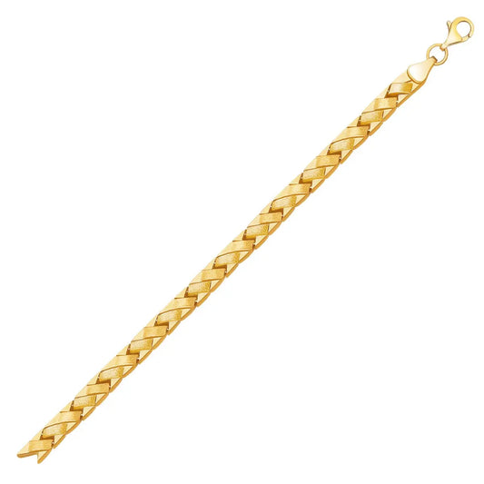 14k Yellow Gold Fancy Basket Weave Line Bracelet (4.85 mm) RCJ