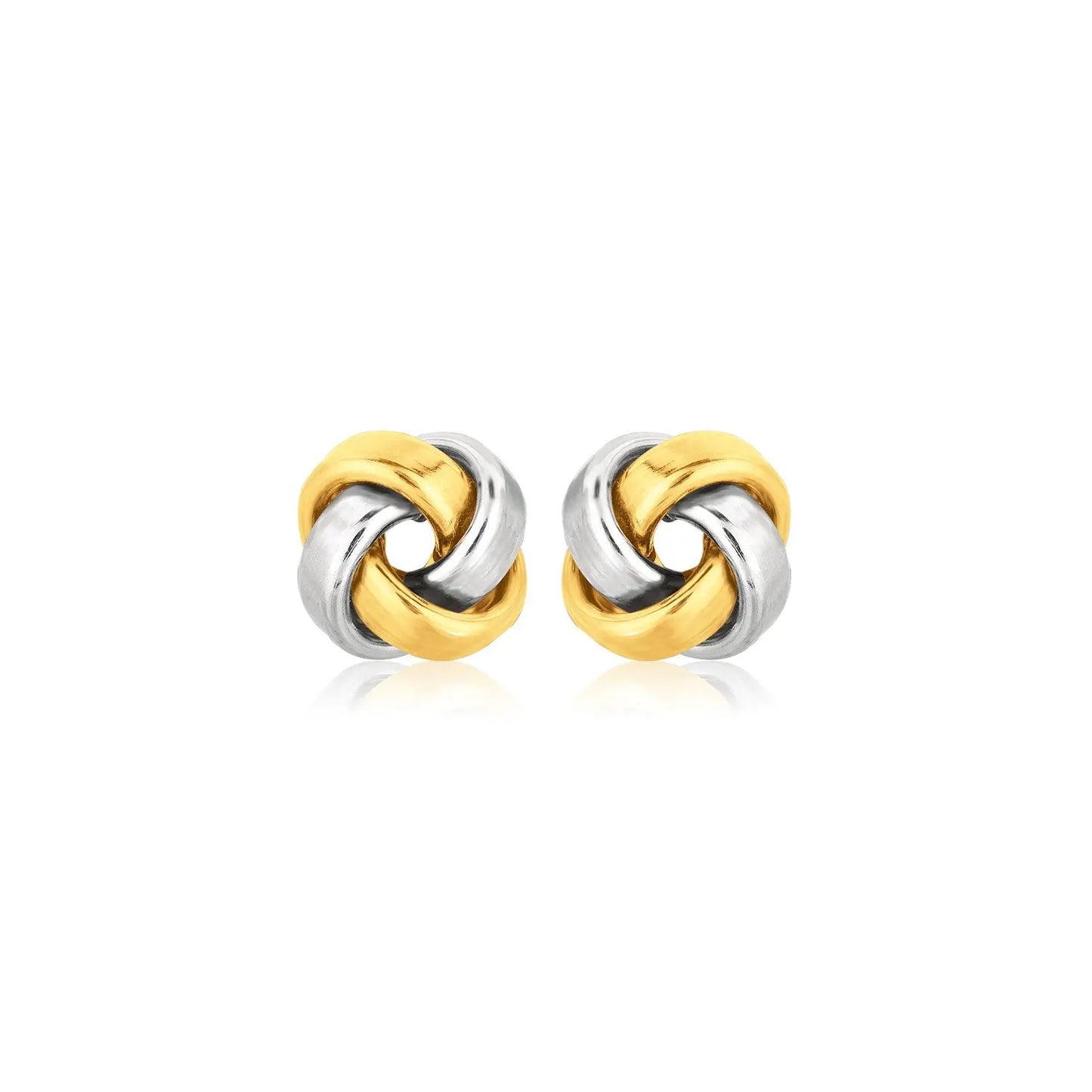 14k Two Tone Gold Square Love Knot Stud EarringsMonde Trend