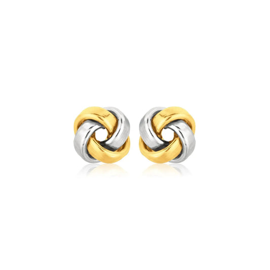 14k Two Tone Gold Square Love Knot Stud EarringsMonde Trend